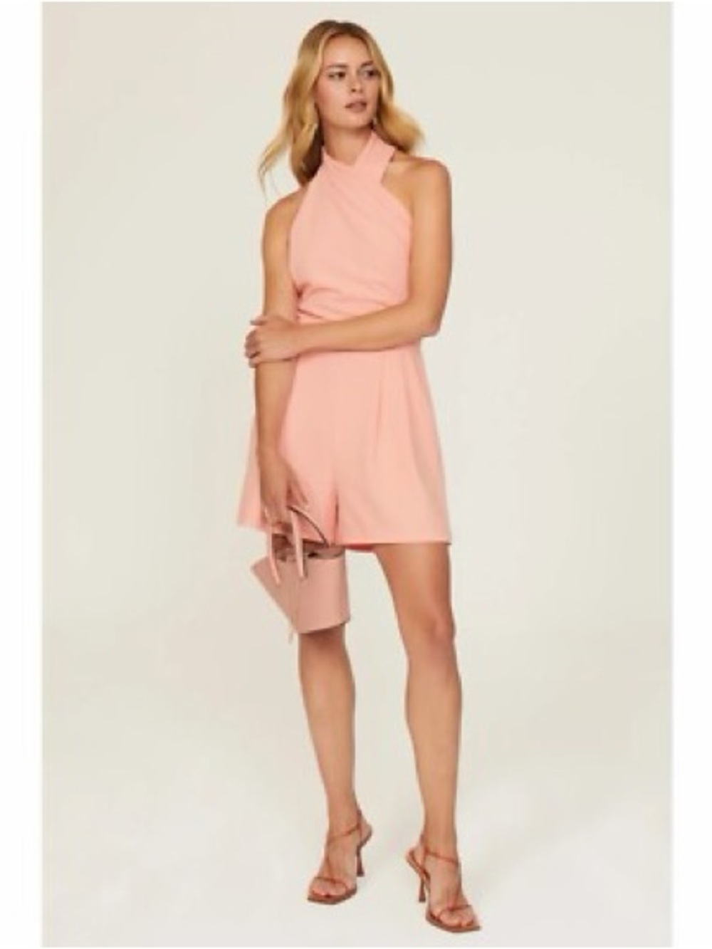 Halter Neck Peach Romper - Women's